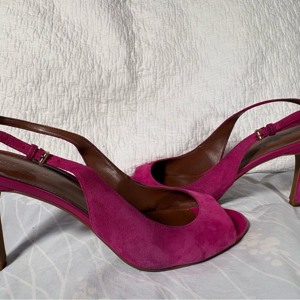 Fuschia Suede Slingback Heels